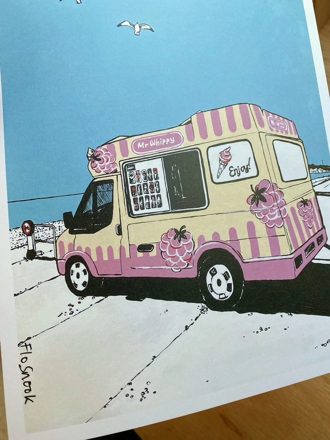 Ice cream van print signed