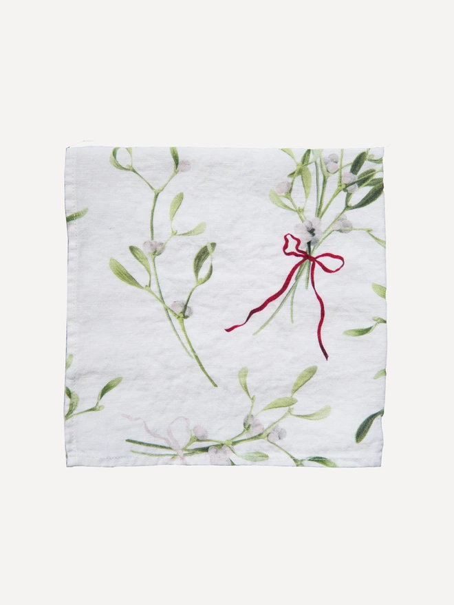 Mistletoe linen napkin