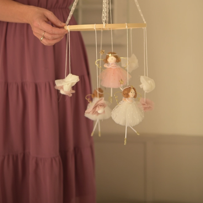 Felt fairy mobile, fairy mobile, crib mobile, nursery décor, baby girl gift, pastel nursery, magical nursery, woodland nursery décor.