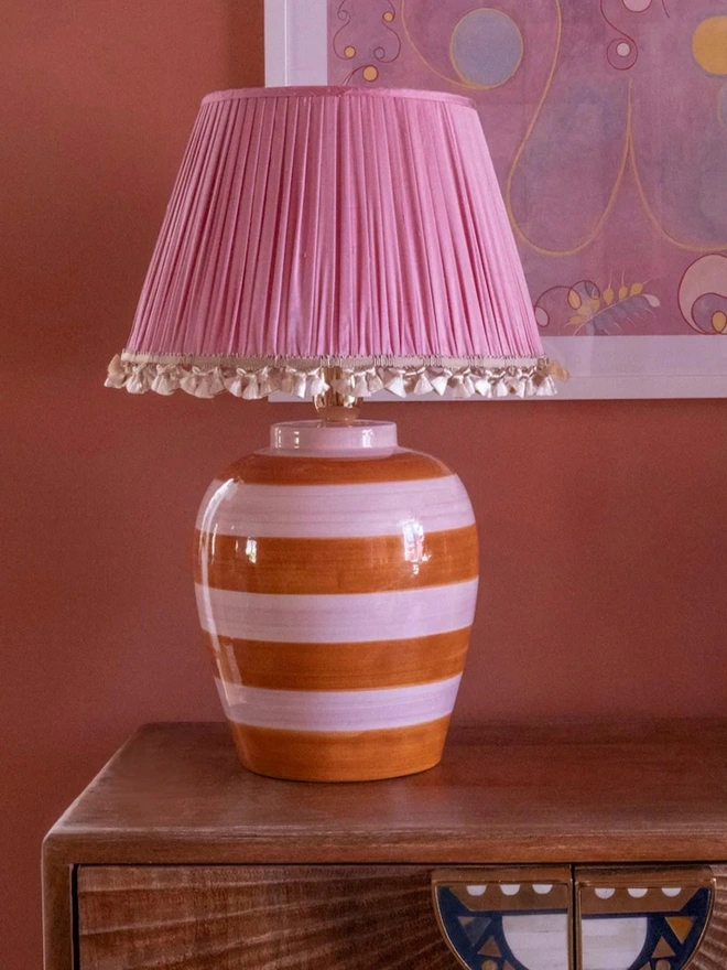 Gathered Silk Shade Lampshade With Tassels