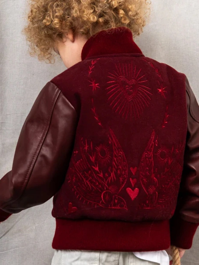 Wild & Free Wool & Leather Maroon Jacket 