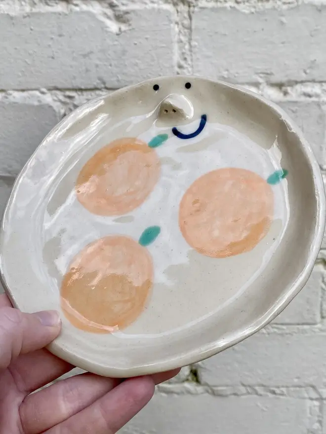 oranges clementine handmade ceramic side plate