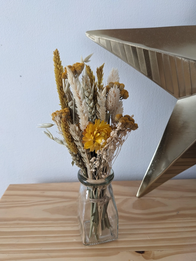 Dried flowers, yellow, home, bud vase 