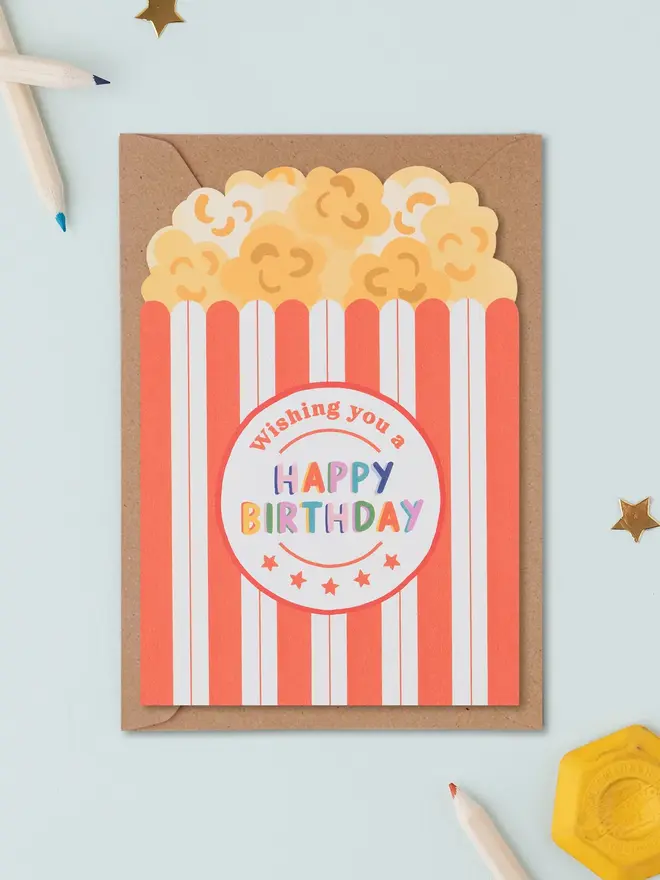 'Wishing You A Happy Birthday' Popcorn Birthday Card