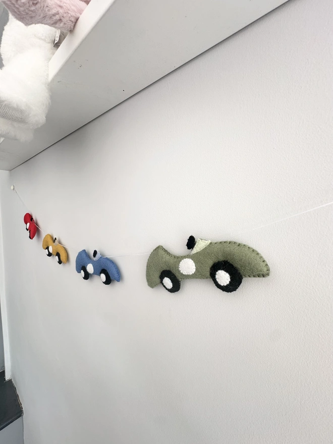 Racing Car Garland, nursery decor, kids room bunting, Childs room banners, nursery wall hanging