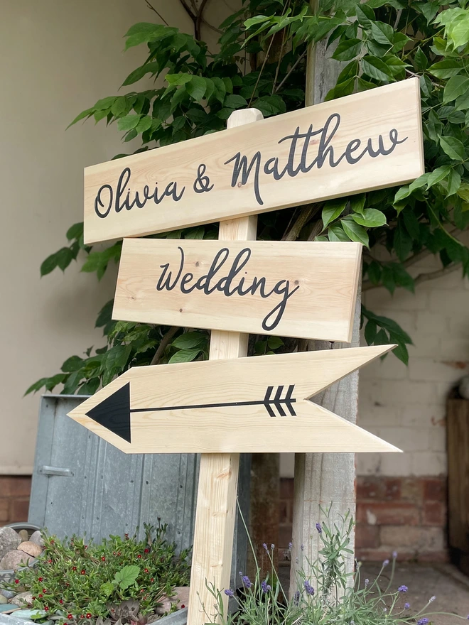 wedding direction sign