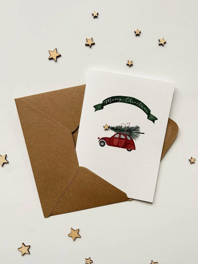 red car luxury illustrated card