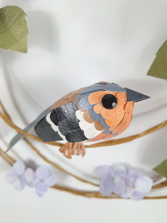 paper sculpture of a chaffinch bird