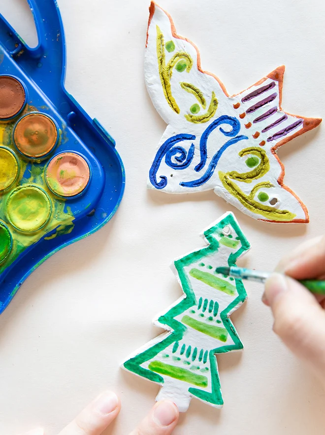 Paint your own Christmas Clay Decorations for the Christmas tree