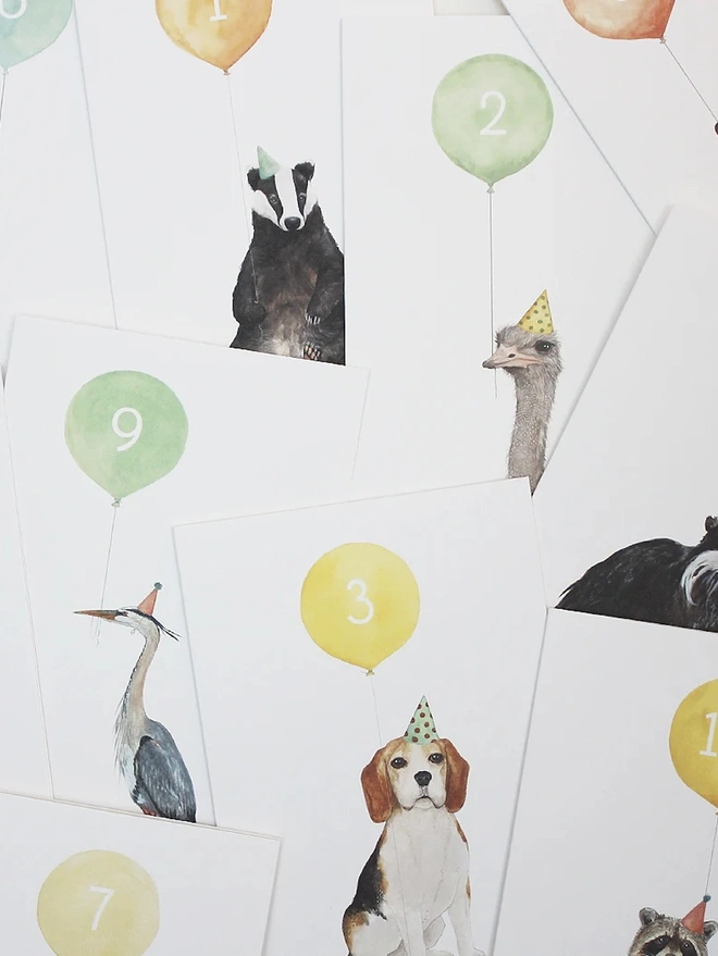 Balloon Ostrich Birthday Cards 1 Year