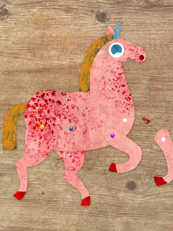 unicorn split pin puppet card