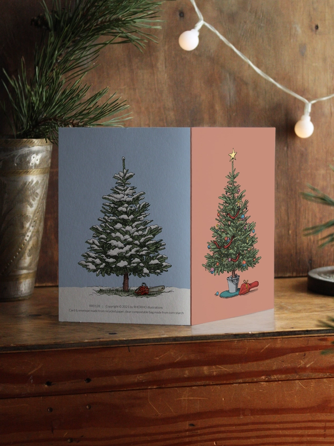 christmas tree illustrated christmas card