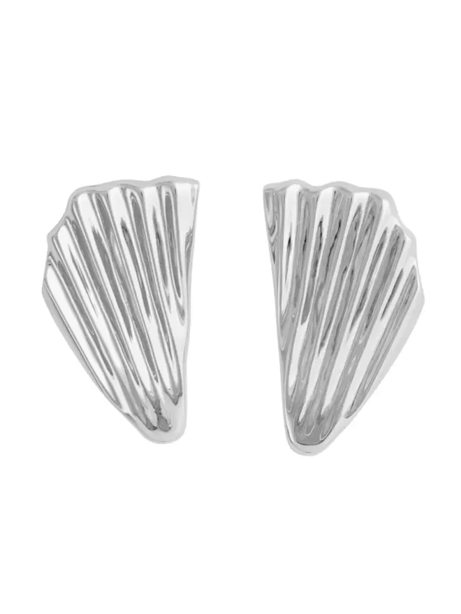 Loel Large Silver Fan Earrings