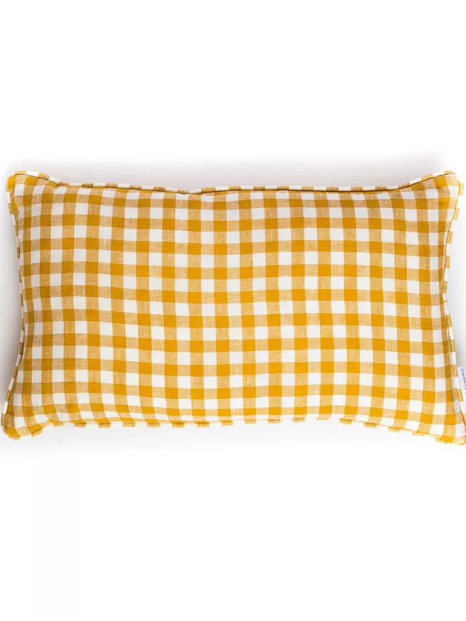 Gingham Lumbar cushion in 'Penzance' front view of cushion