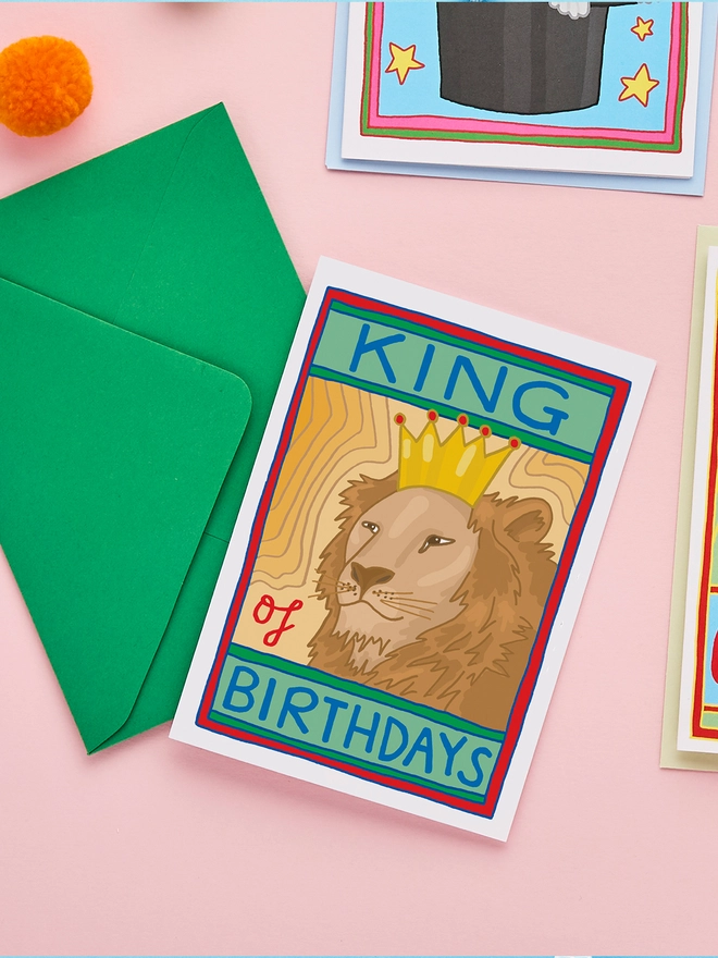 King Of Birthdays Greeting Card With Green Envelope