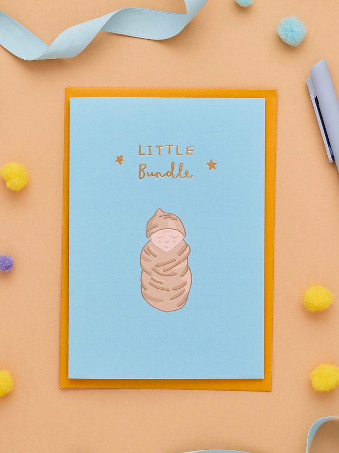 Little Bundle Blue New Baby Card