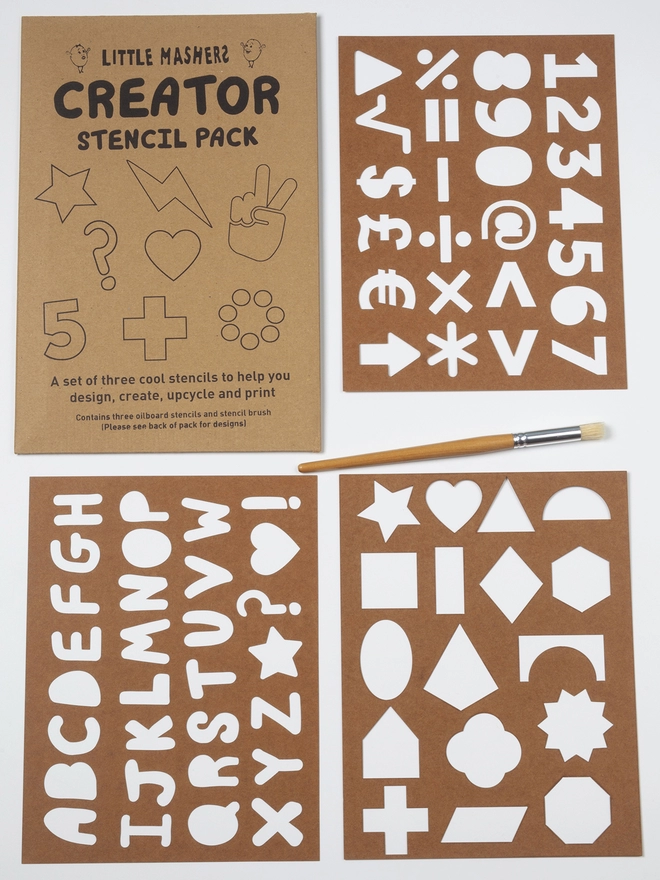 Pack of shapes alphabet and number stencils