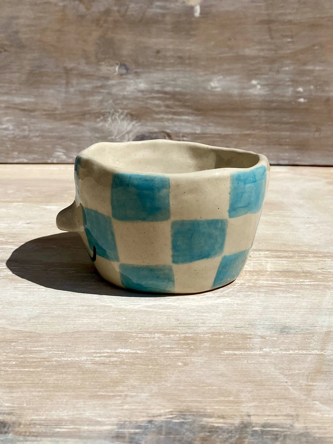 ocean checkerboard ceramic pot - side