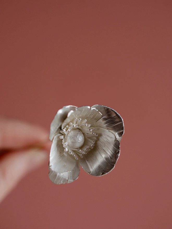 Handmade Silver Anemone Stem By Ellenlou