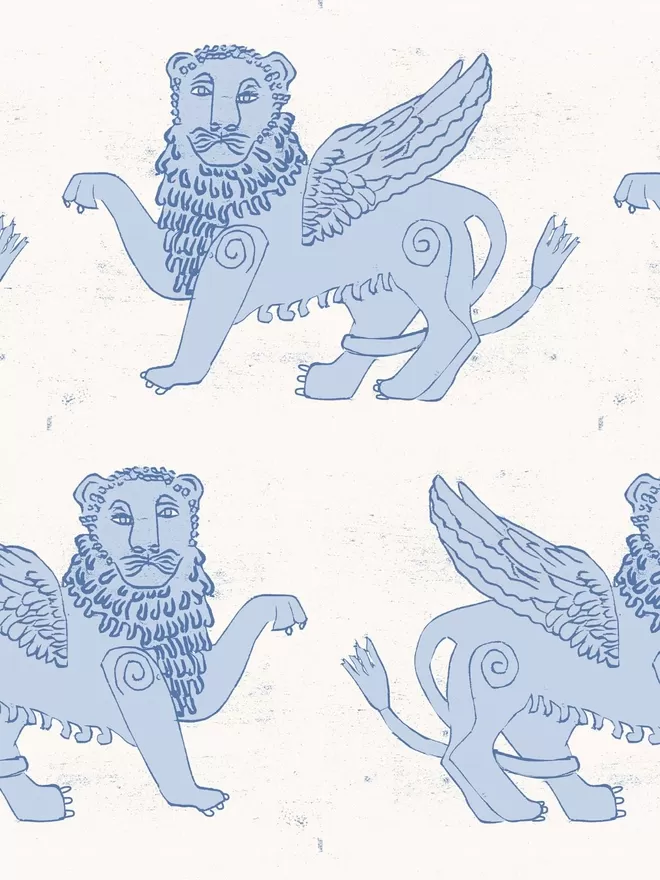 Winged Lion Blue wallpaper