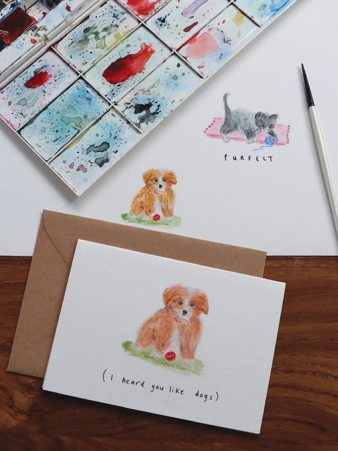 I Heard you like dogs Greeting Card with original illustration  