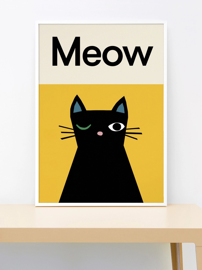 illustrated cat wall print