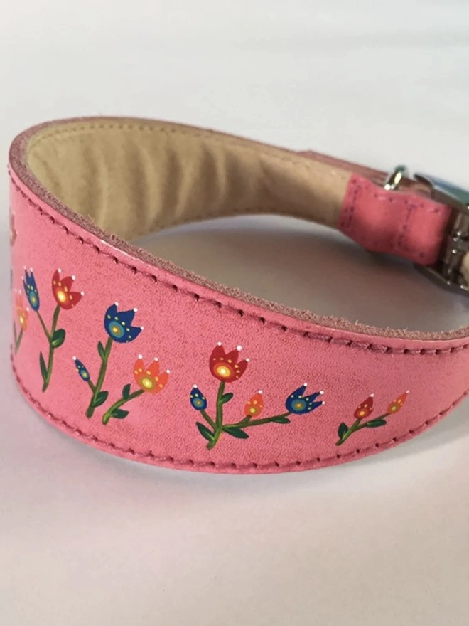 Medium/large Padded Leather sighthound Collar