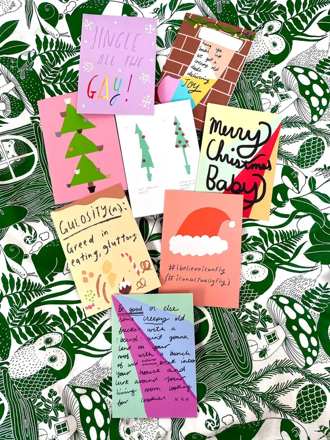 Pack of 8 crazy christmas cards for 8 of your most wonderful friends and family