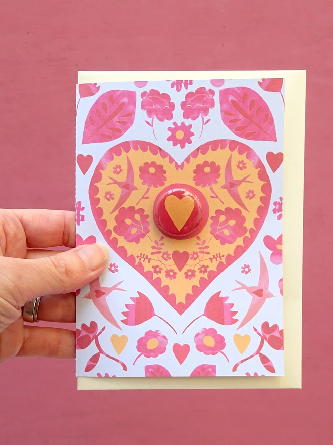 Detail of heart pin badge