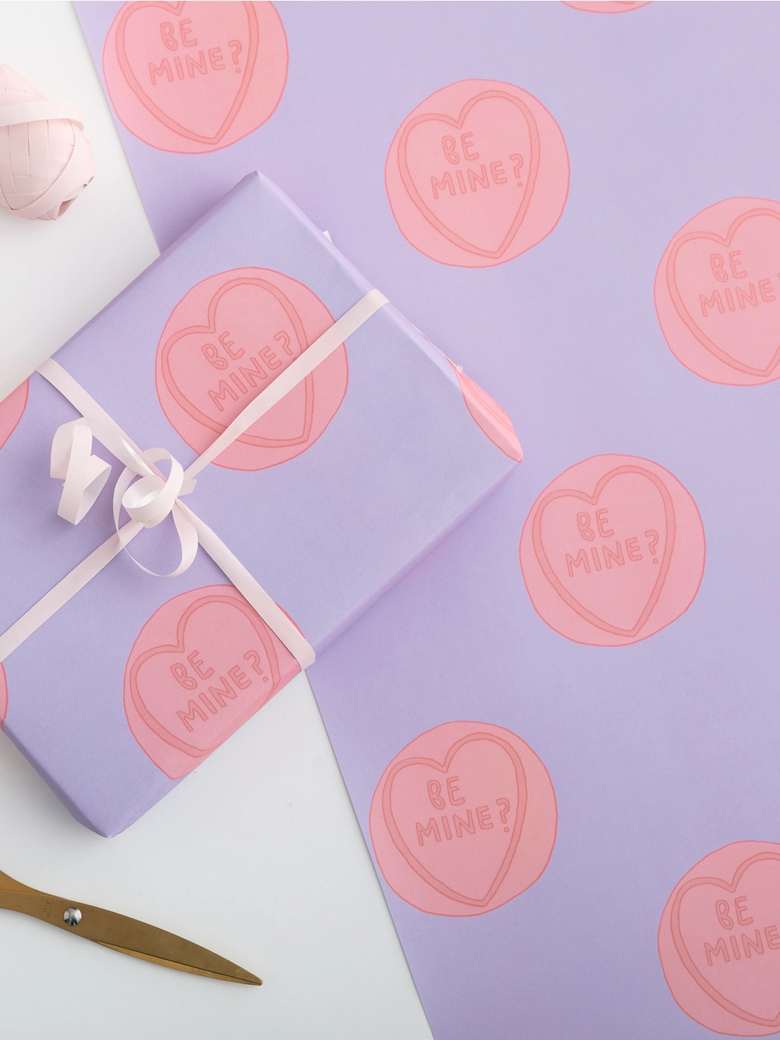 Sweet gift wrap featuring a love heart design