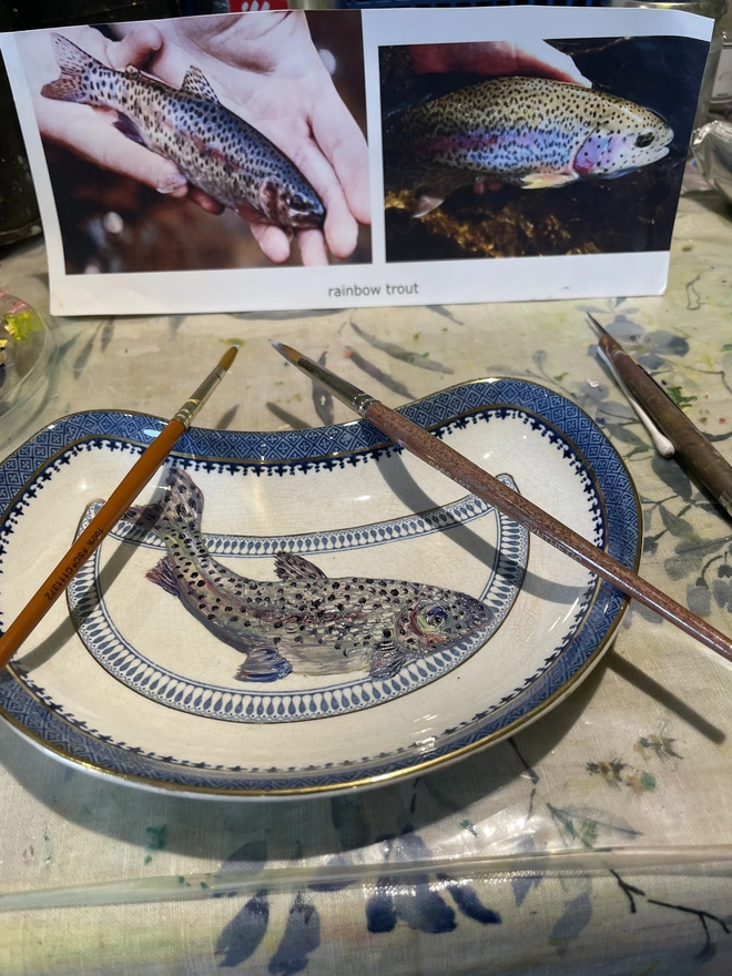 studio painting on plate