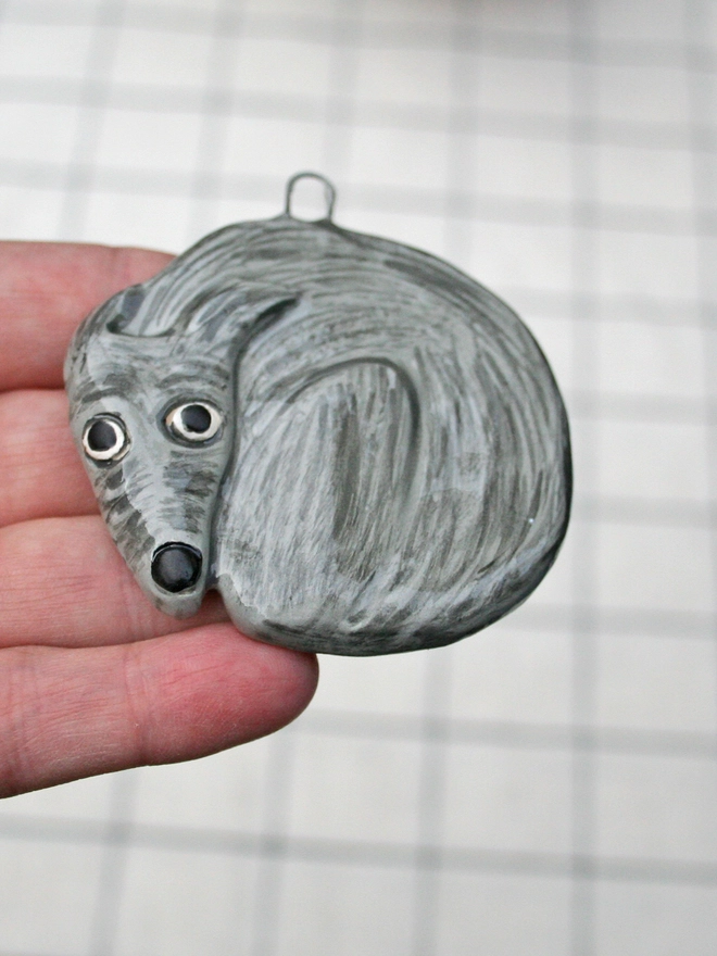 whippet, lurcher, greyhound dog ornament