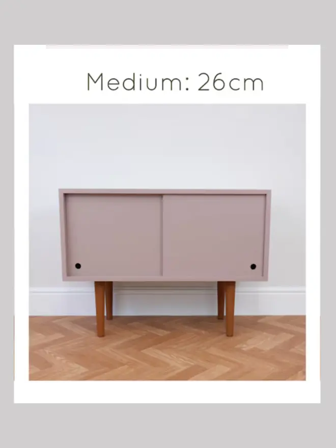 Mid Century Record Cabinet Pink Media TV Console Unit