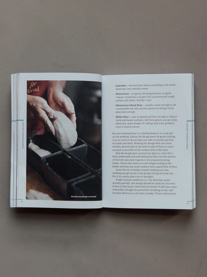 Interior spread of book about baking sourdough