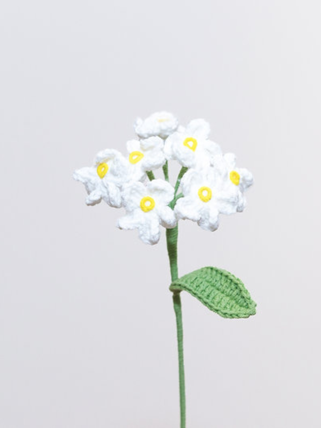 forget me not crochet flower stems white