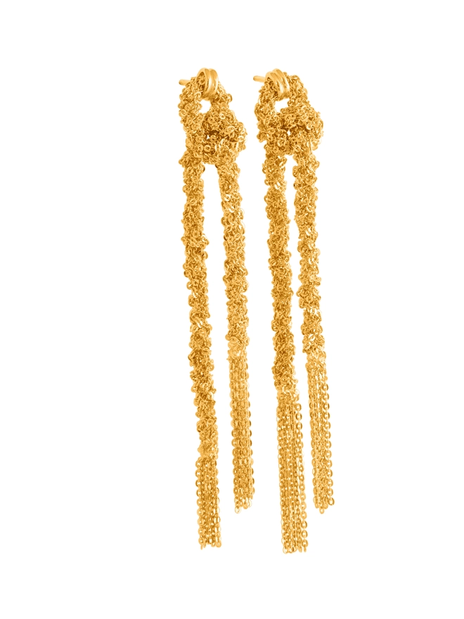 Loel Gold Woven Thread Knot Earrings