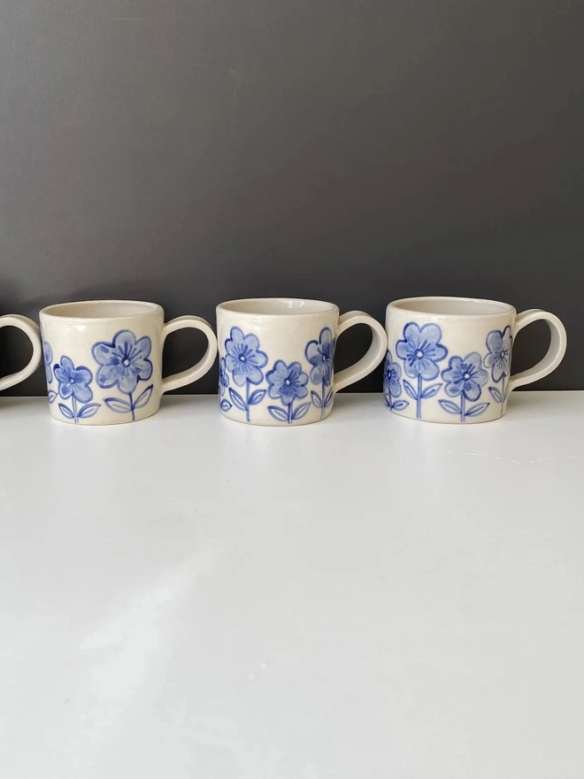 Handmade Blue Delft Flower Espresso Mug