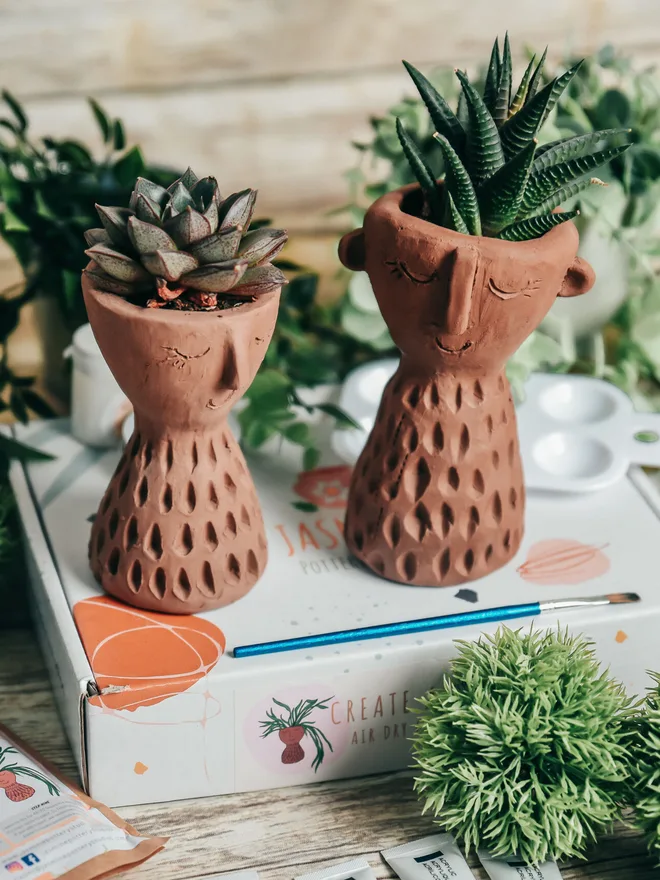 Craft A Plant Pot Clay At Home Kit (Set Of 2)