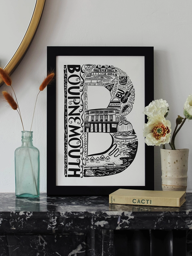 Bournemouth Monochrome typographic artwork