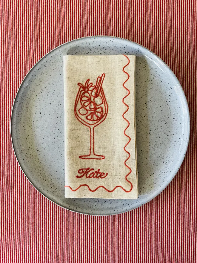 Individual Embroidered Cocktail Napkin 