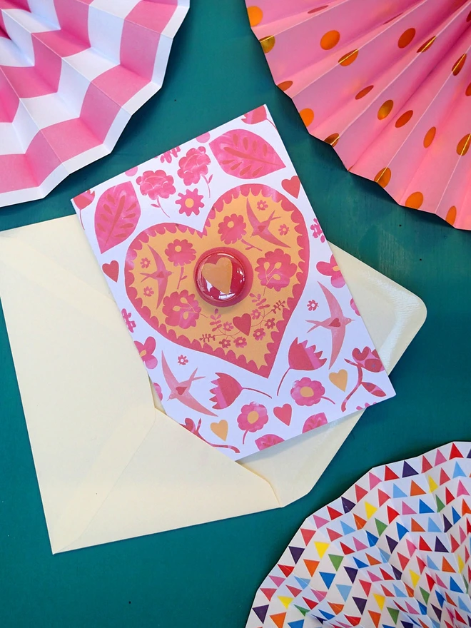 greeting card and cream envelope