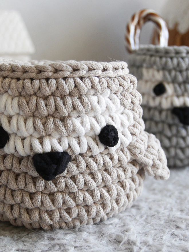 crochet penguin baskets
