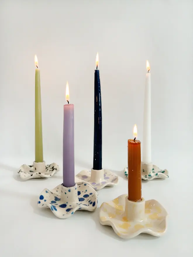 ceramic wavy candlestick holders