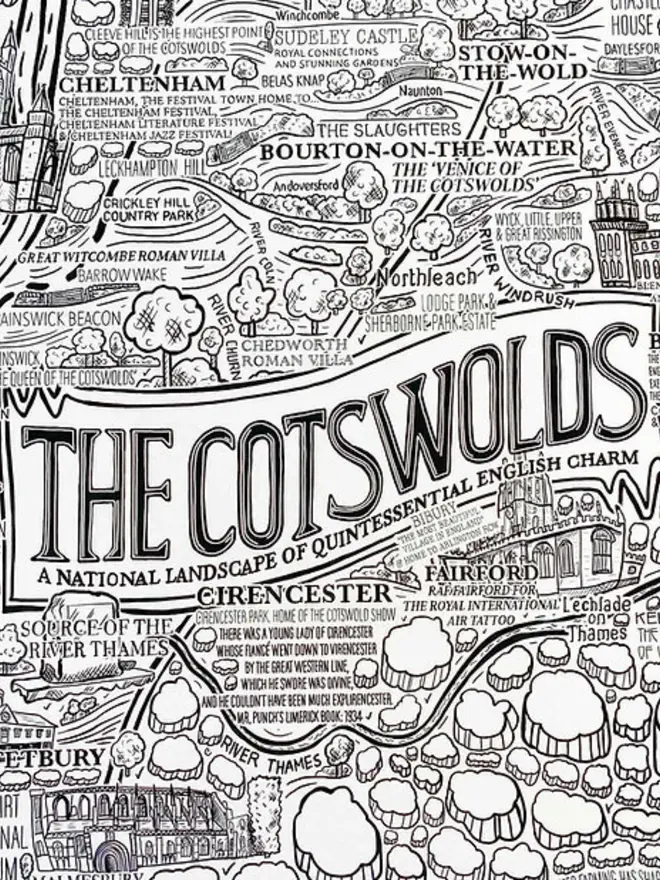 Cotswolds Poster Wall Art Print Title