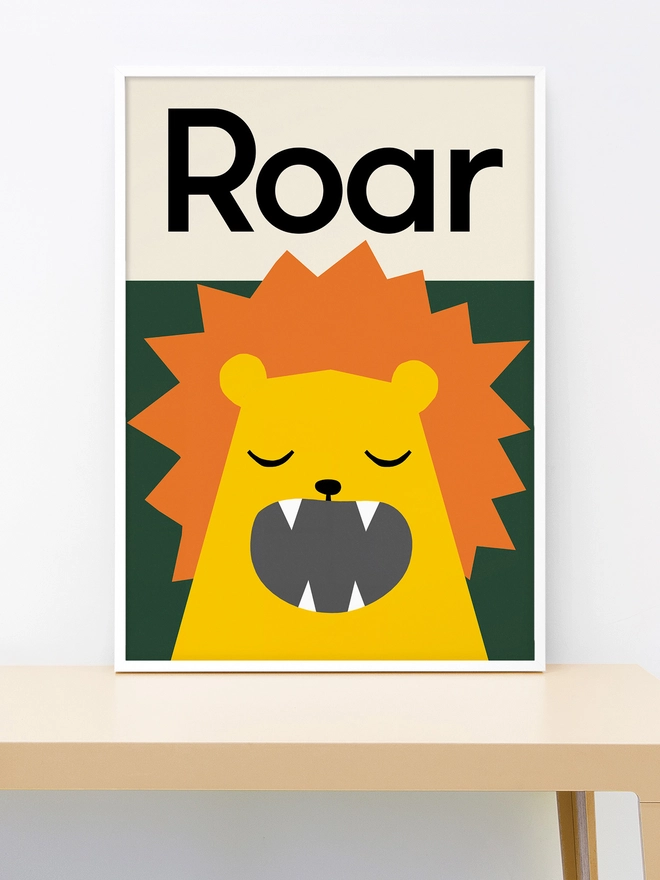 wall print of an illustrated lion