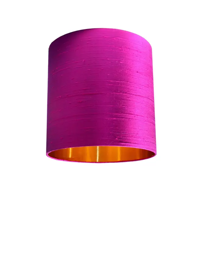 Hot Pink Silk Handmade Lampshade With Copper or Gold Foil Lining, 