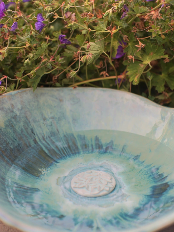 ceramic bird bath jenny hopps pottery