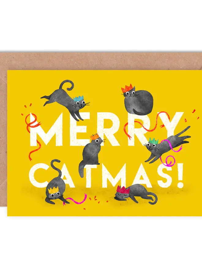 christmas cats illustrated card pack