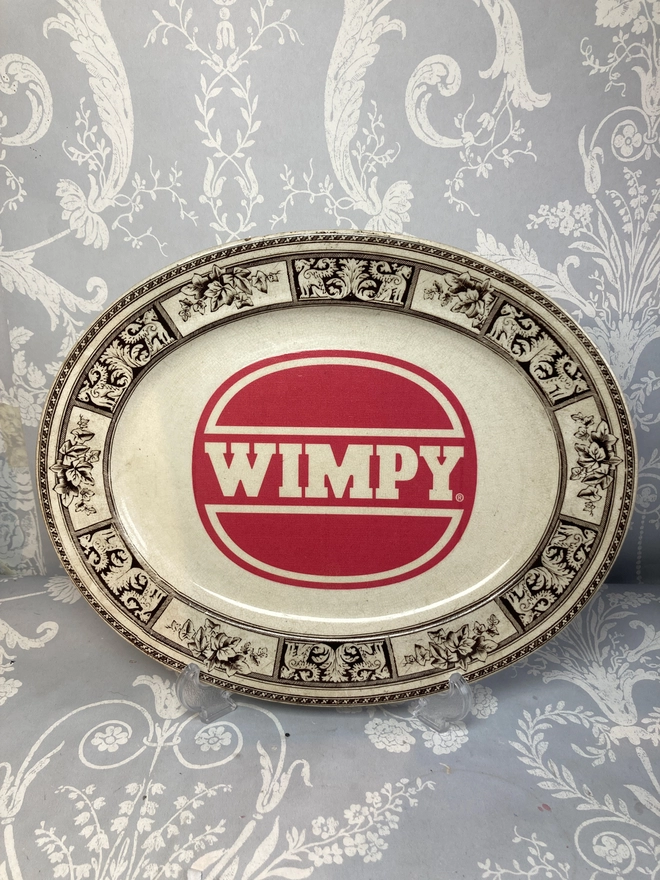 Wimpy, china, serving dish, large plate, vintage plate, vintage platter, vintage, vintage wimpy plate, vintage wimpy serving dish, handprinted