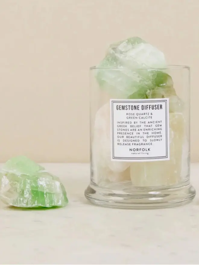 'Rose Quartz & Green Calcite' Gemstone Diffuser